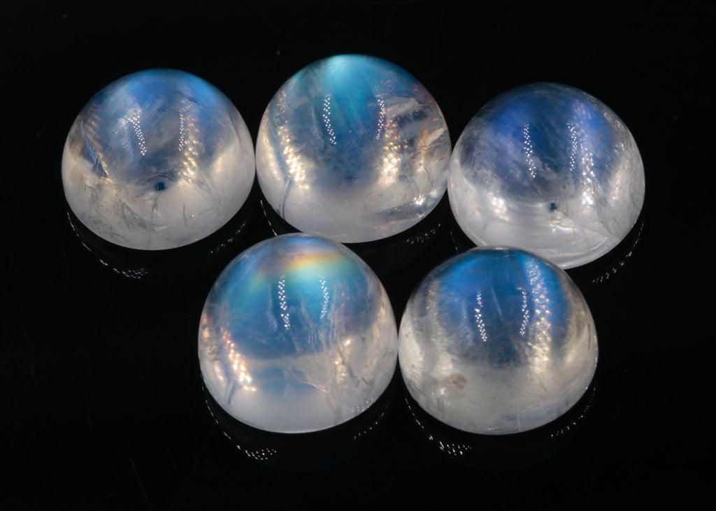 Natural Moonstone Blue moonstone Rainbow Moonstone June Birthstone Moonstone DIY jewelry Supplies Moonstone cabs Round 10mm 1 pc 4.76ct-Planet Gemstones