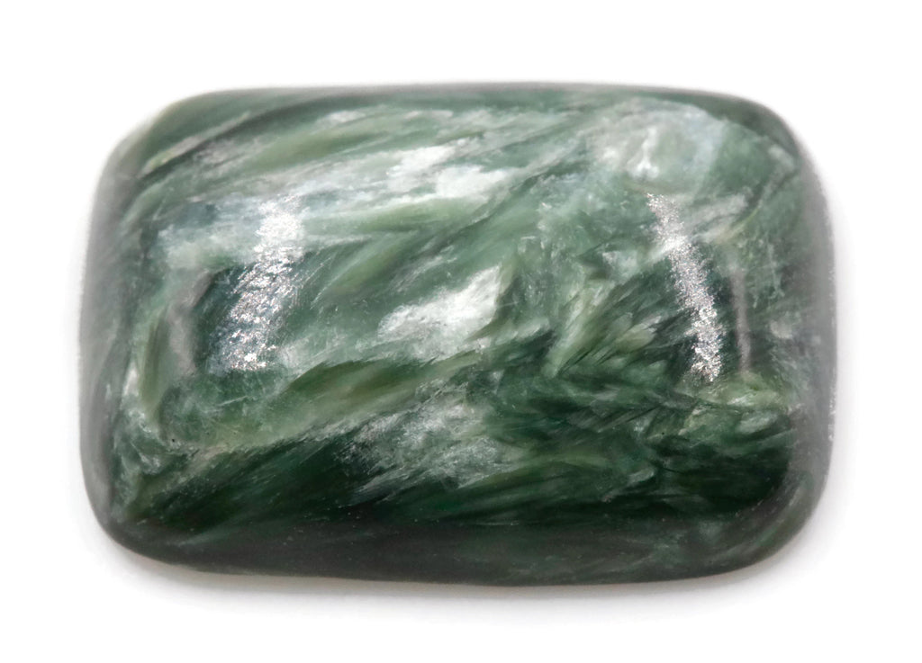 Natural seraphinite gemstone loose seraphinite genuine seraphinite stone rectangular Cabochon, 18x13mm DIY Jewelry Supplies-Planet Gemstones