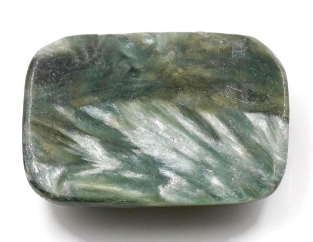 Natural seraphinite gemstone loose seraphinite genuine seraphinite stone rectangular Cabochon, 18x13mm DIY Jewelry Supplies-Planet Gemstones