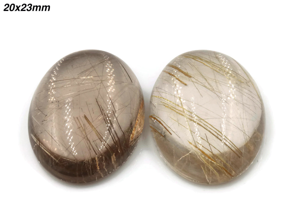 Natural Rutile Quartz Gemstone Cabochon Rutile Quartz stone Oval DIY Jewelry Supplies 17-40ct, 15-25mm DIY Jewelry Supplies-Planet Gemstones