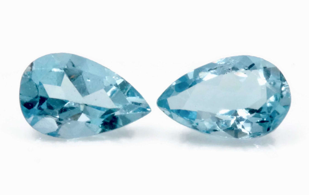 Aquamarine Natural Aquamarine March Birthstone DIY Jewelry Supplies Aquamarine Gemstone Blue Aquamarine Pear shape 2PCS SET 6x4mm, 0.72ct-Aquamarine-Planet Gemstones