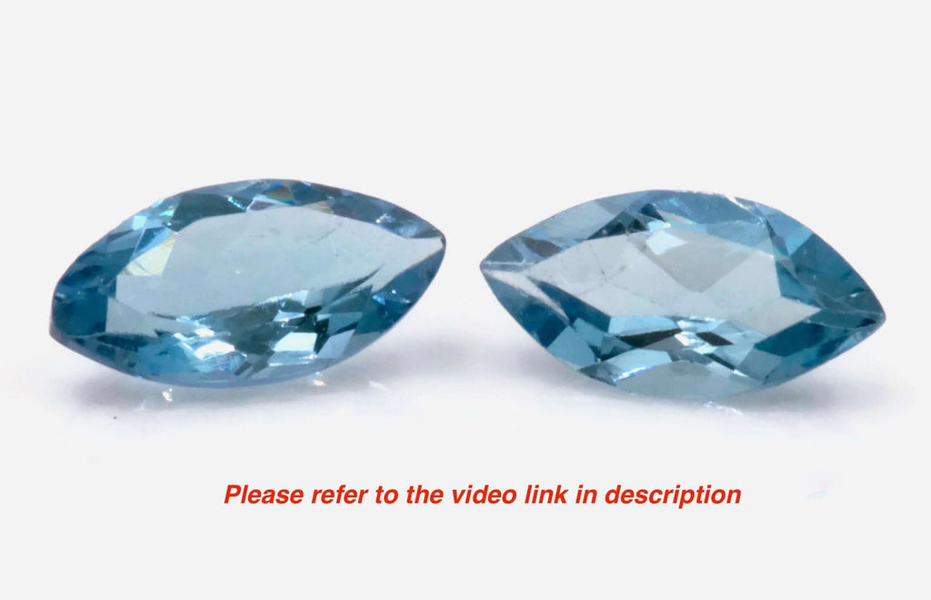 Aquamarine Natural Aquamarine March Birthstone DIY Jewelry Supplies Aquamarine Gemstone Blue Aquamarine MQ shape 2PCS SET 8x4mm, 0.9ct-Aquamarine-Planet Gemstones