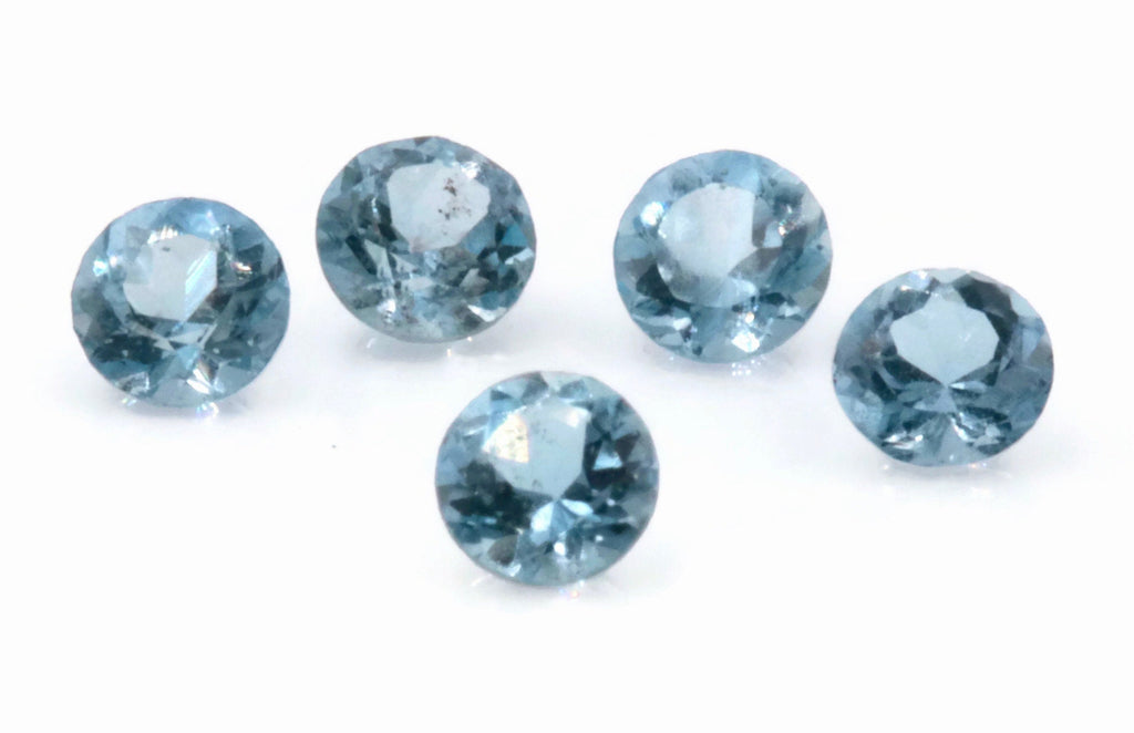 Natural Aquamarine RD shape 5PCS SET 3mm, 0.49ct-Aquamarine-Planet Gemstones
