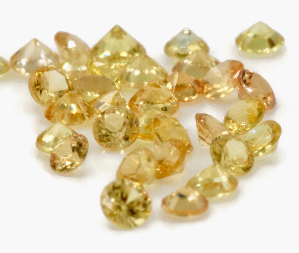 Natural Sapphire Yellow Melee Sapphire Sapphire loose stone loose sapphire birthstone Sapphire Gemstone DIY Jewelry 5PCS SET 2mm 0.22ct-Planet Gemstones