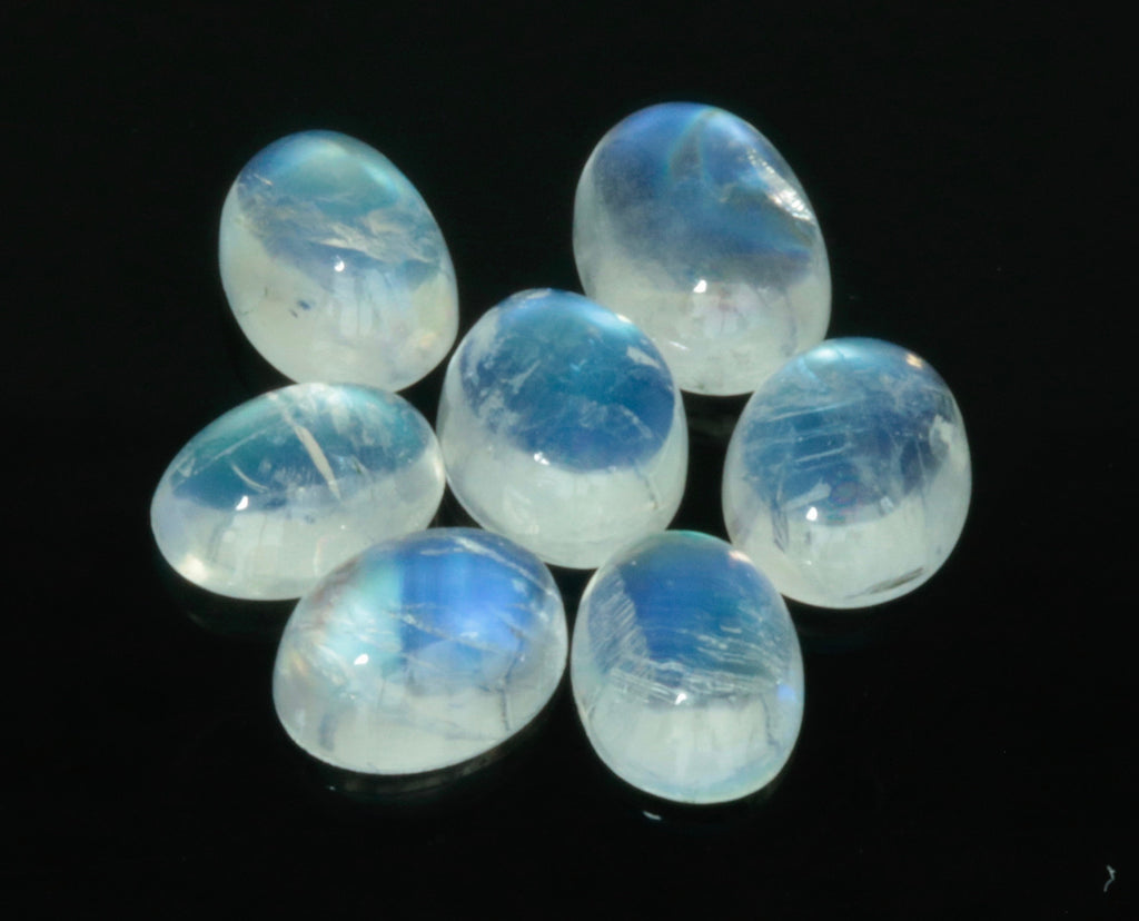 Natural Moonstone Blue moonstone Rainbow Moonstone June Birthstone Moonstone DIY jewelry Supplies Moonstone cabs 8x6mm 1 pc 1.2ct-Planet Gemstones