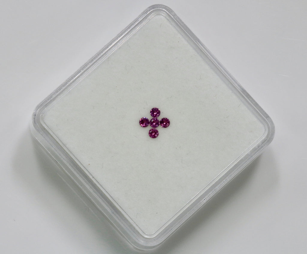 Natural Garnet January Birthstone Rhodolite Garnet gemstone Mozambique MELEE Garnet, Faceted Round 5PCS SET 2mm 0.25ct DIY Jewelry-Planet Gemstones