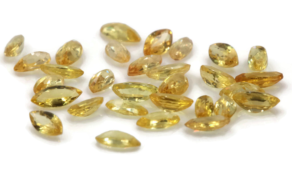 Natural Sapphire Yellow sapphire Melee Sapphire Marquise sapphire september birthstone DIY Jewelry supplies gift for mom 5PCS 4x2mm 0.49ct-Planet Gemstones