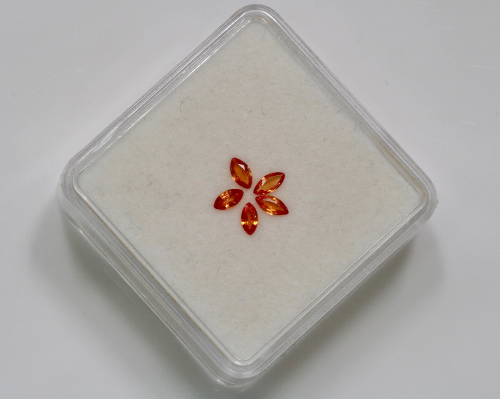 Natural sapphire Orange Sapphire Melee Sapphire Gemstone Faceted Sapphire loose sapphire gift for her DIY Jewelry 5 PCS SET 4x2mm 0.54ct-Planet Gemstones
