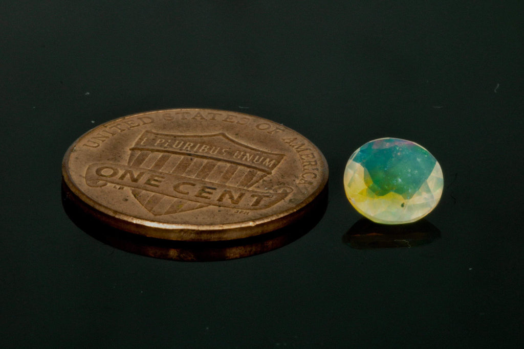 Natural Opal Ethiopian Opal Loose Ethiopian Opal Natural Welo Opal Rainbow Fire Opal Ethiopian Opal, Faceted Round, 7mm, 0.72ct-Planet Gemstones