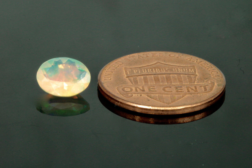 Natural Opal Ethiopian Opal Loose Ethiopian Opal Natural Welo Opal Rainbow Fire Opal Ethiopian Opal, Faceted Round, 8x6mm, 0.75ct-Planet Gemstones