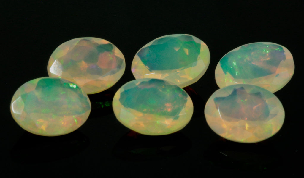 Natural Opal Ethiopian Opal Loose Ethiopian Opal Natural Welo Opal Rainbow Fire Opal Ethiopian Opal, Faceted Round, 8x6mm, 0.75ct-Planet Gemstones