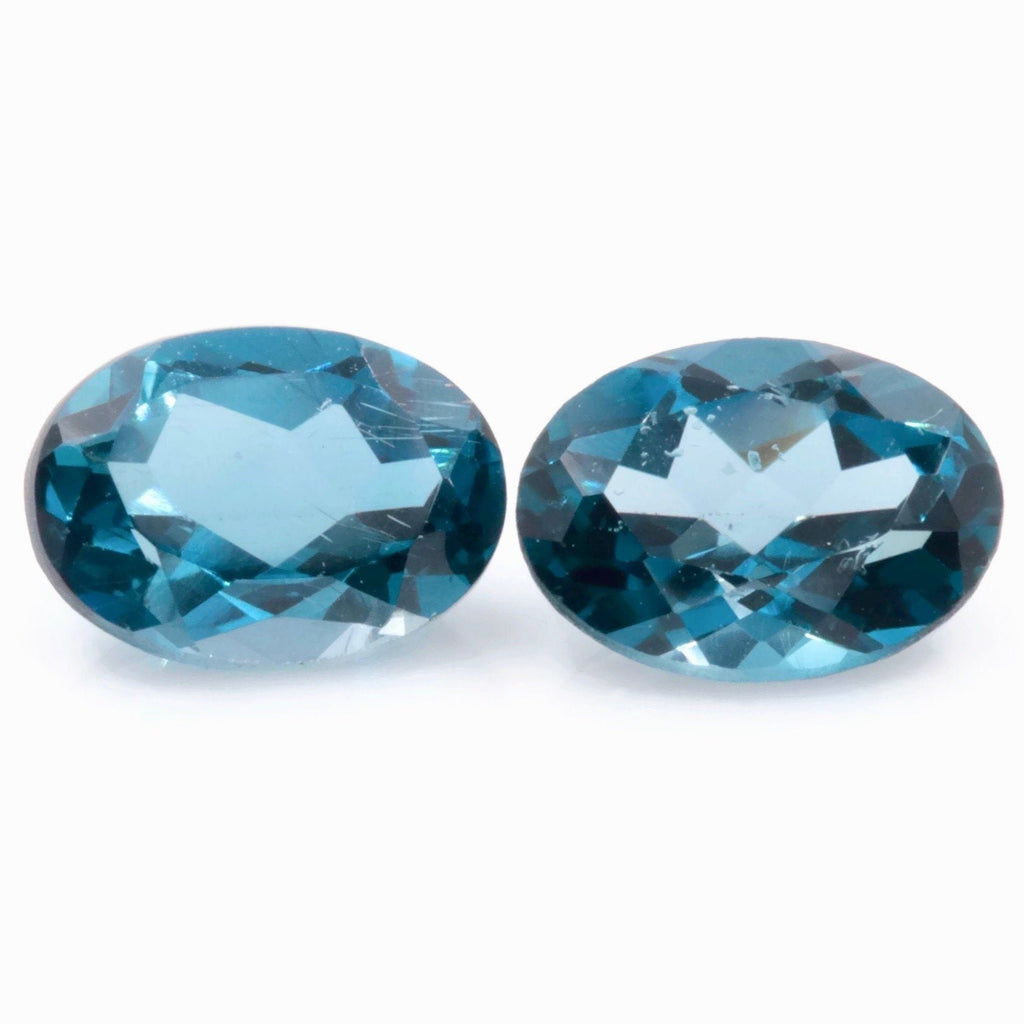 Natural Blue Topaz Gemstone Matching Pair Blue Topaz Faceted November Birthstone Blue Topaz Loose Blue Topaz OV 7X5mm 2cts SKU:111355-Planet Gemstones