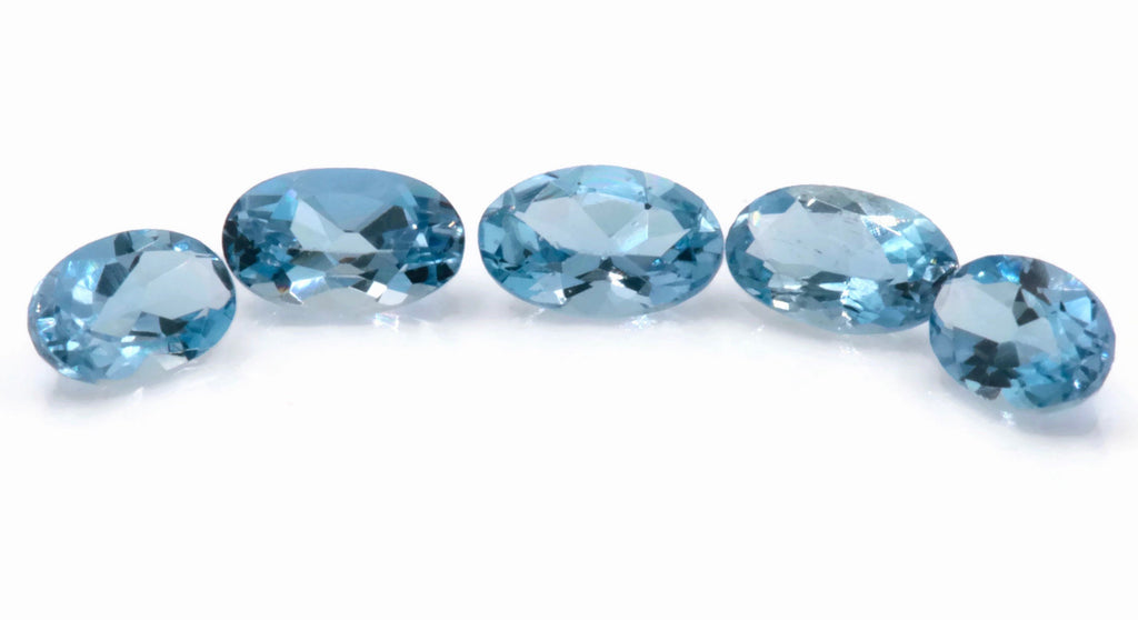 Natural Aquamarine 5PCS SET 5x3mm, 1ct-Aquamarine-Planet Gemstones