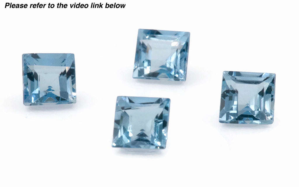 Natural Aquamarine SQ shape 4PCS SET 2.5mm, 0.34ct-Aquamarine-Planet Gemstones