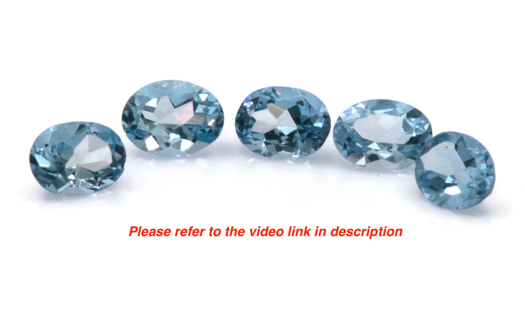 Natural Aquamarine 5PCS SET 4x3mm, 0.7ct-Aquamarine-Planet Gemstones