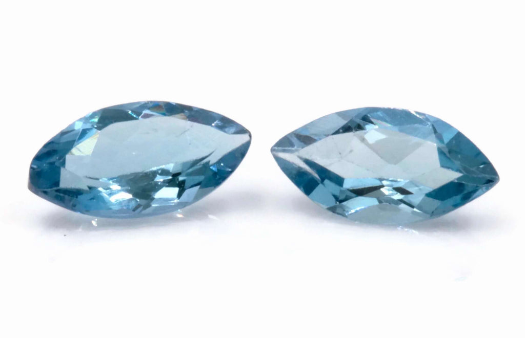 Aquamarine Natural Aquamarine March Birthstone DIY Jewelry Supplies Aquamarine Gemstone Blue Aquamarine MQ shape 2PCS SET 8x4mm, 0.9ct-Aquamarine-Planet Gemstones