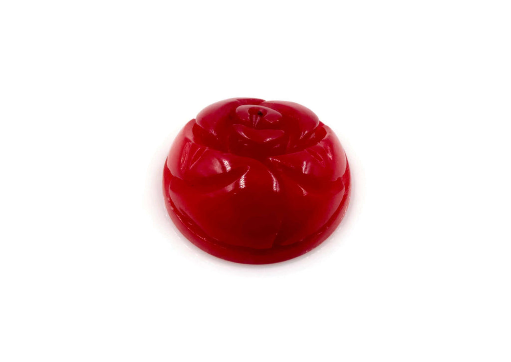 Coral Rose Flower Beads Coral Beads DIY Jewelry Supply Red Coral Flowers Flat Base Beads 12mm Coral carved beads 6PCS set-Planet Gemstones