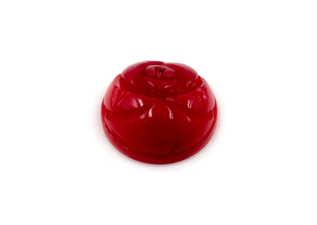Coral Rose Flower Beads Coral Beads DIY Jewelry Supply Red Coral Flowers Flat Base Beads 12mm Coral carved beads 6PCS set-Planet Gemstones