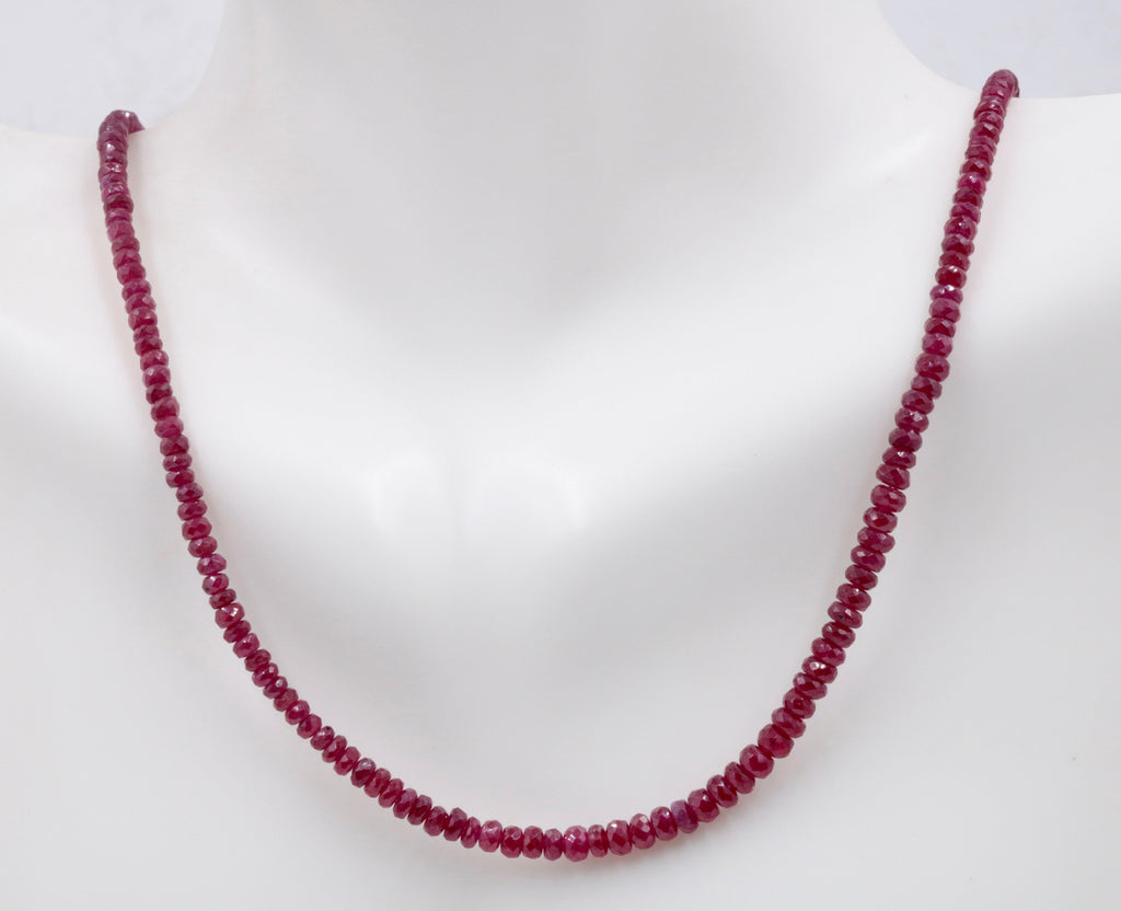 Natural Ruby Necklace 14K YG Ruby Roundelle Necklace Ruby Jewelry Birthstone Jewelry July Birthstone 1 Strand 18 inches long 40ct-Ruby-Planet Gemstones