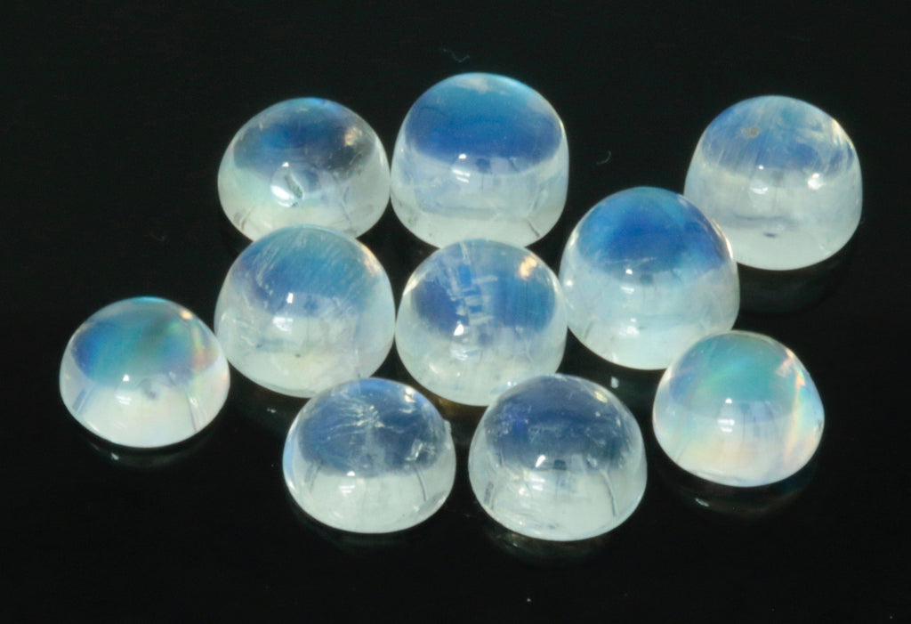 Natural Moonstone Blue moonstone Rainbow Moonstone June Birthstone Moonstone DIY jewelry Supplies Moonstone cabs 7mm 1 pc 1ct-Planet Gemstones