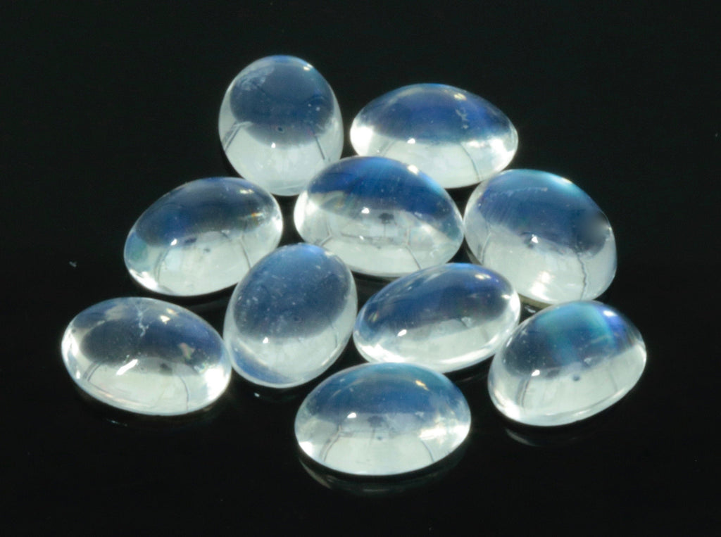 Natural Moonstone Blue moonstone Rainbow Moonstone June Birthstone Moonstone DIY jewelry Supplies Moonstone cabs 7x5mm 1 pc 0.72ct-Planet Gemstones
