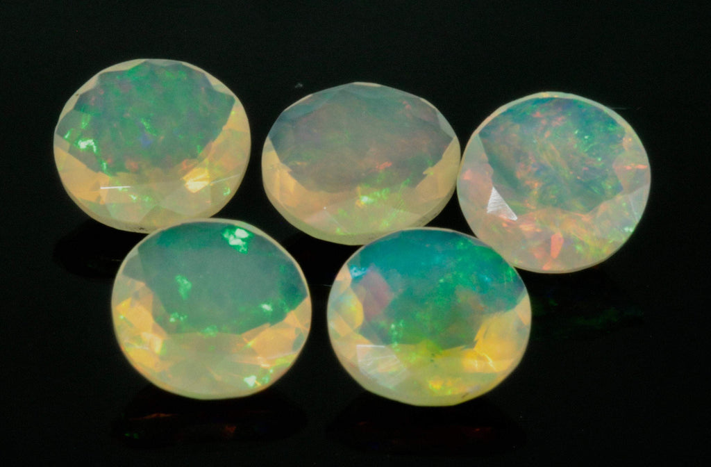 Natural Opal Ethiopian Opal Loose Ethiopian Opal Natural Welo Opal Rainbow Fire Opal Ethiopian Opal, Faceted Round, 7mm, 0.72ct-Planet Gemstones