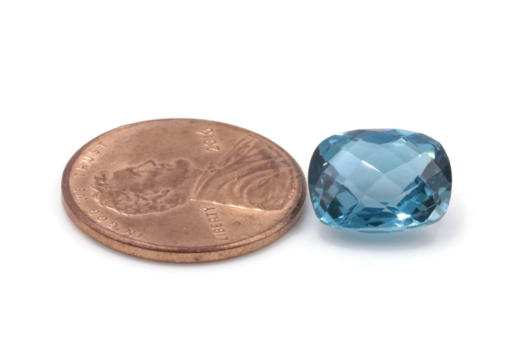 Natural Blue Topaz Gemstone 11x9mm 4.85ct Genuine Blue Topaz Faceted Checkered Blue Topaz November Birthstone Topaz Loose Blue Topaz SKU:111289-Planet Gemstones