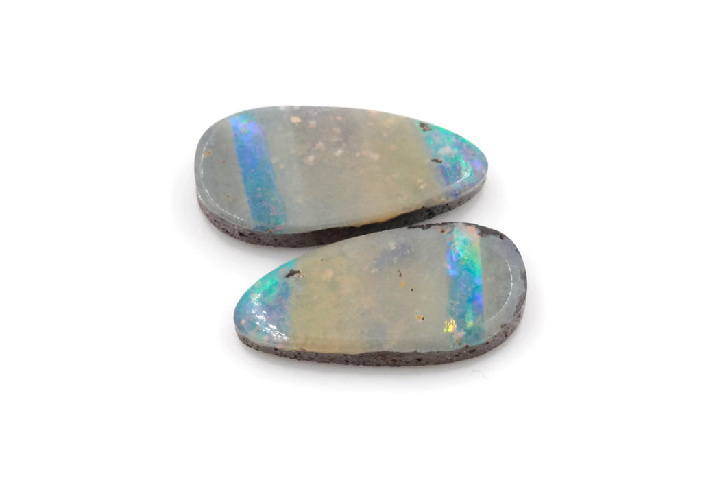 Natural Australian Boulder Opal Genuine Opal Stone Aussie Boulder Opal Stone Pair 6.17ct DIY Jewelry Supplies-Planet Gemstones