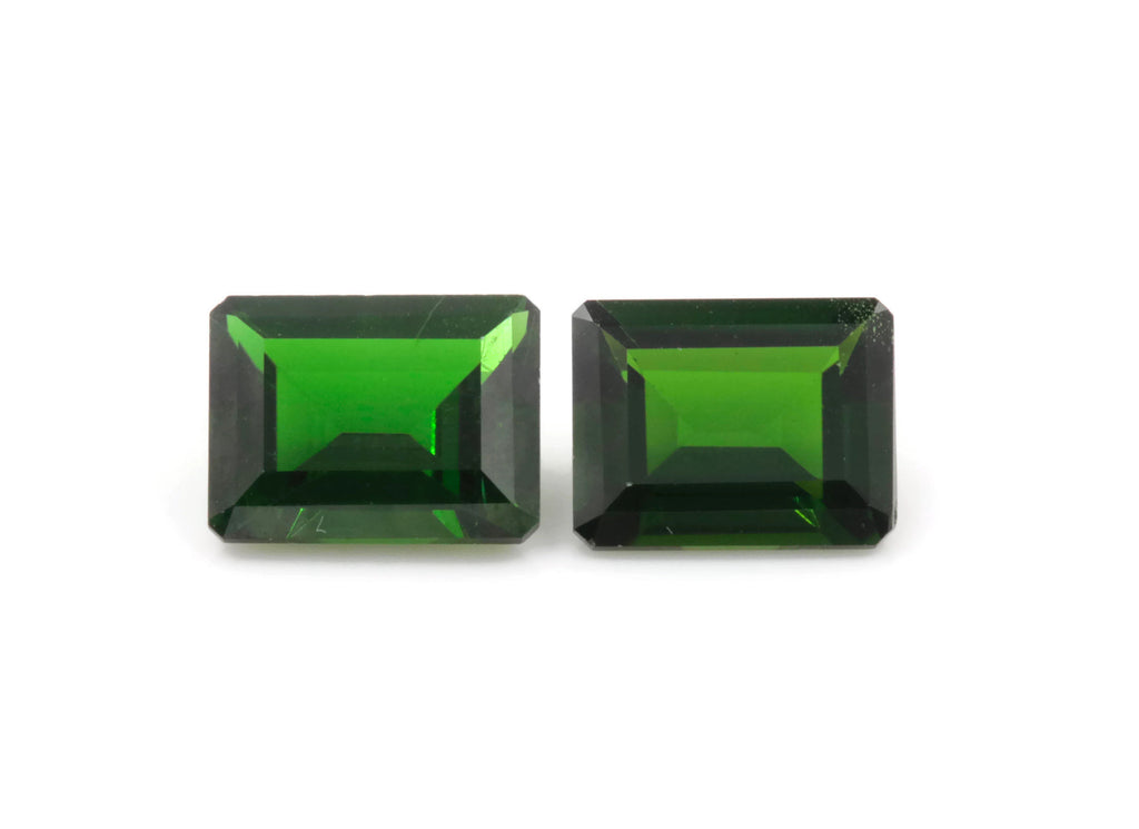 Natural Chrome Green Gemstone green stone natural chrome stone green diopside gems 9x7mm Octagon 2pcs set Pair DIY Jewelry Supplies-Planet Gemstones