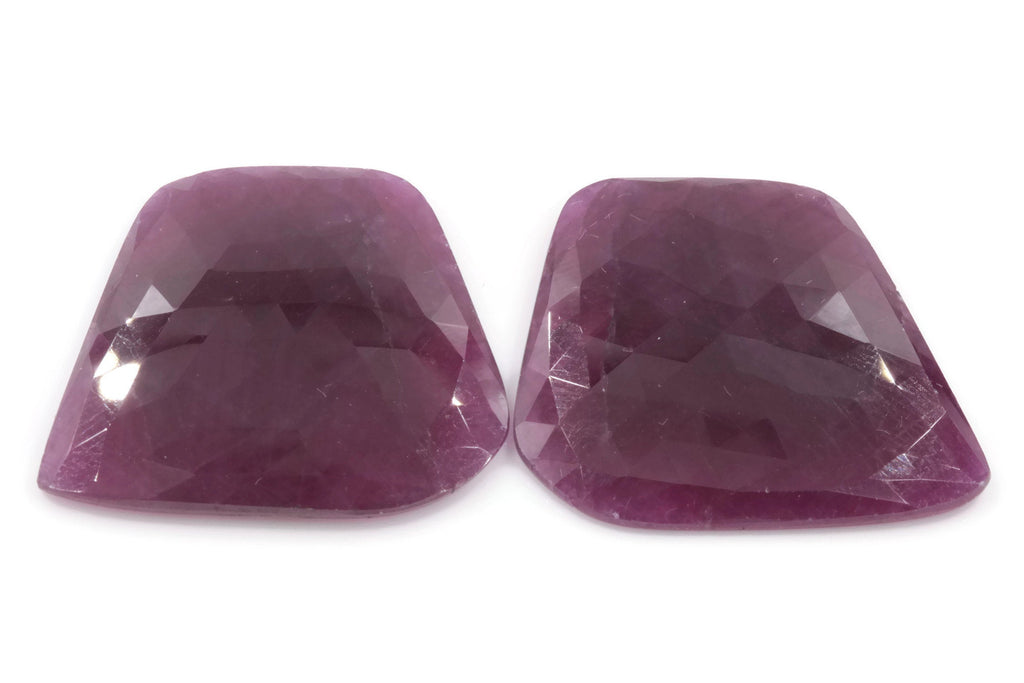 Natural Ruby DIY Jewelry Supply Ruby July Birthstone Rose Cut Ruby Gemstone Genuine Ruby Ruby pair 72.8ct 27x30mm Ruby Rose cut-Ruby-Planet Gemstones