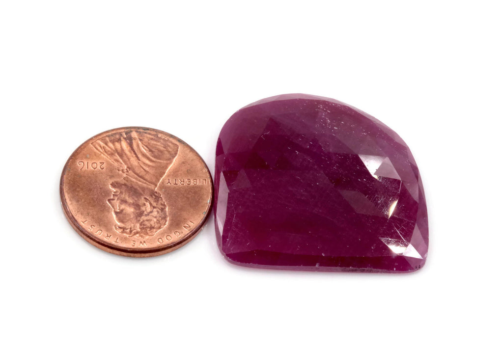 Natural Ruby DIY Jewelry Supply Ruby July Birthstone Rose Cut Ruby Gemstone Genuine Ruby Ruby pair 67.4ct 26mm Ruby Rose cut-Ruby-Planet Gemstones