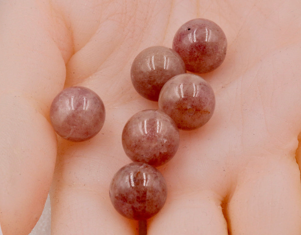 Natural Strawberry Quartz Beads RD 12mm 6pcs SET DIY Jewelry Supplies 66.3ct Agate beads-Planet Gemstones