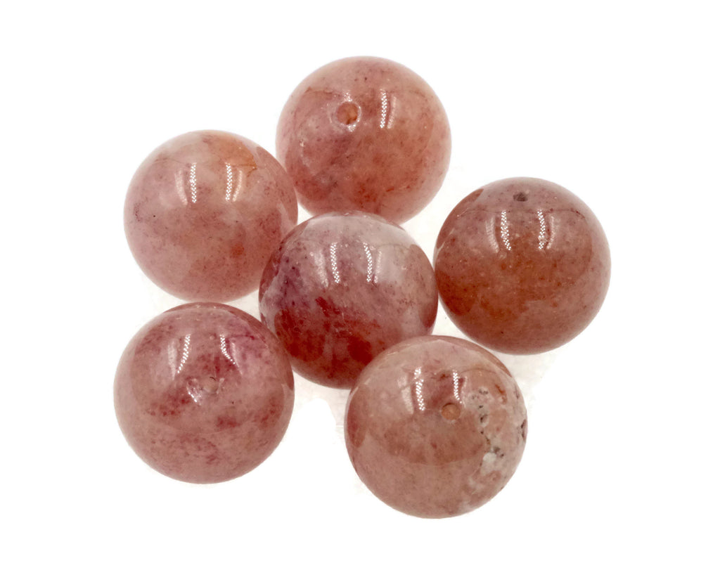 Natural Strawberry Quartz Beads RD 12mm 6pcs SET DIY Jewelry Supplies 66.3ct Agate beads-Planet Gemstones