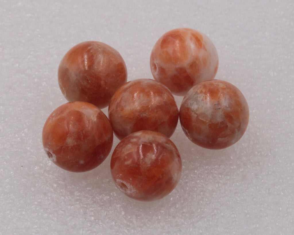 Natural Orange Agate Beads RD 12mm 6pcs SET DIY Jewelry Supplies 72ct Agate beads-Planet Gemstones