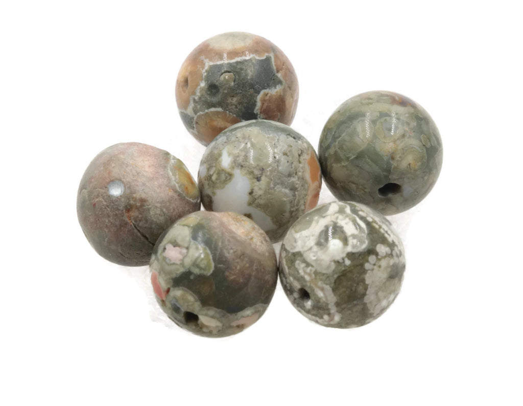 Natural Rainforest Agate Beads RD 12mm, 16mm 6pcs SET DIY Jewelry Supplies 56ct, 152ct Agate beads-Planet Gemstones