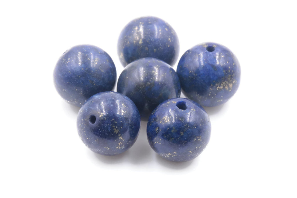 Natural Lapis Beads RD 10mm, 12mm 6pcs SET DIY Jewelry Supplies 49ct, 83.9ct beads-Planet Gemstones