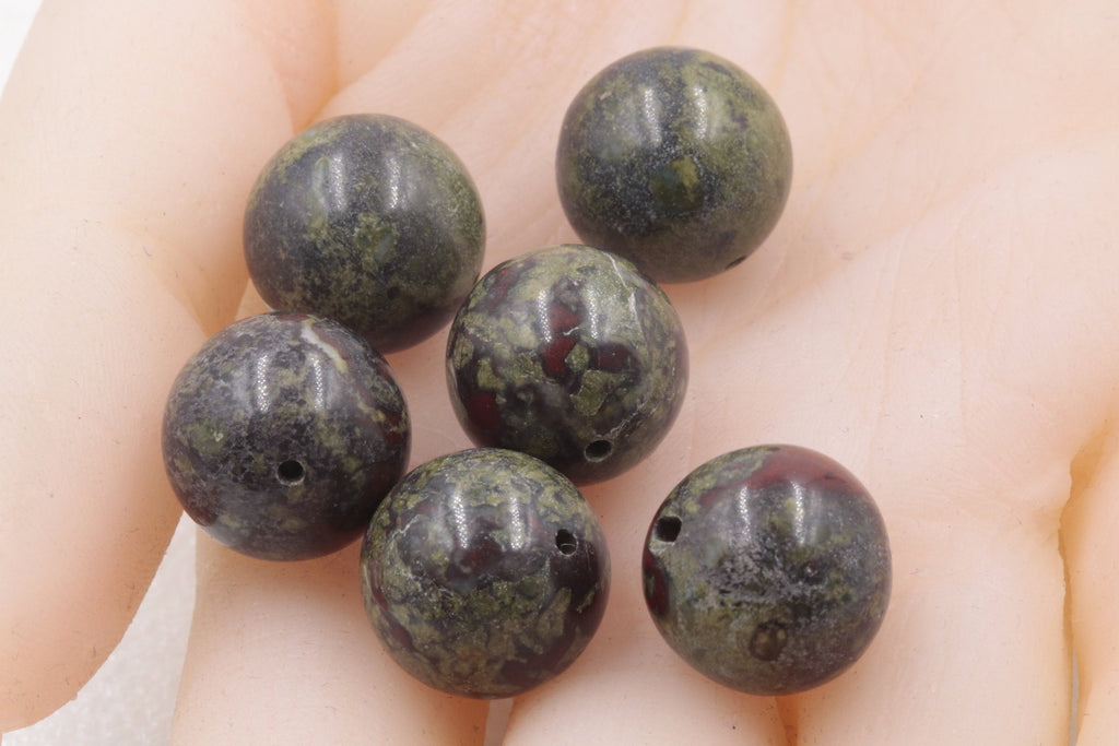Natural Green Agate Beads RD 14mm 6pcs SET DIY Jewelry Supplies 139ct Agate beads-Planet Gemstones