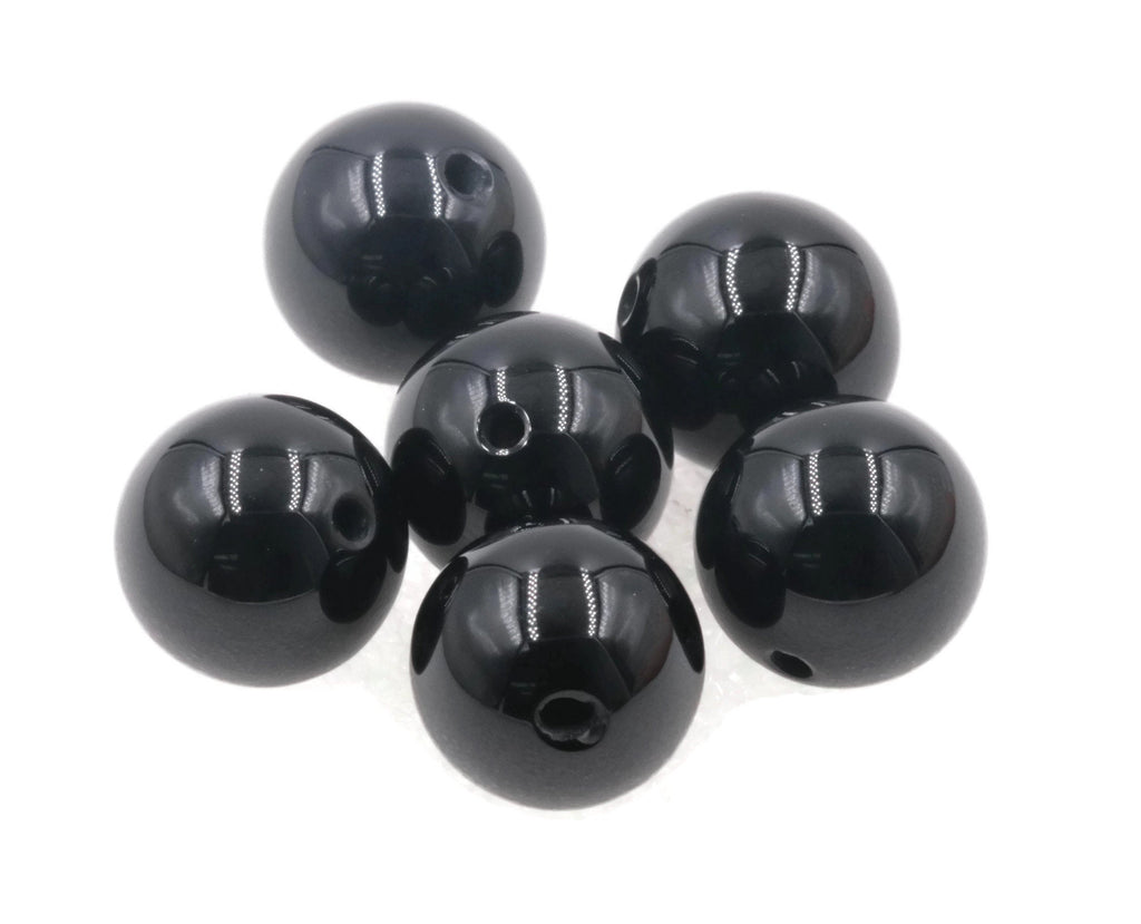 Natural Black Onyx Beads RD 13mm 6pcs SET DIY Jewelry Supplies 72ct Agate beads-Planet Gemstones