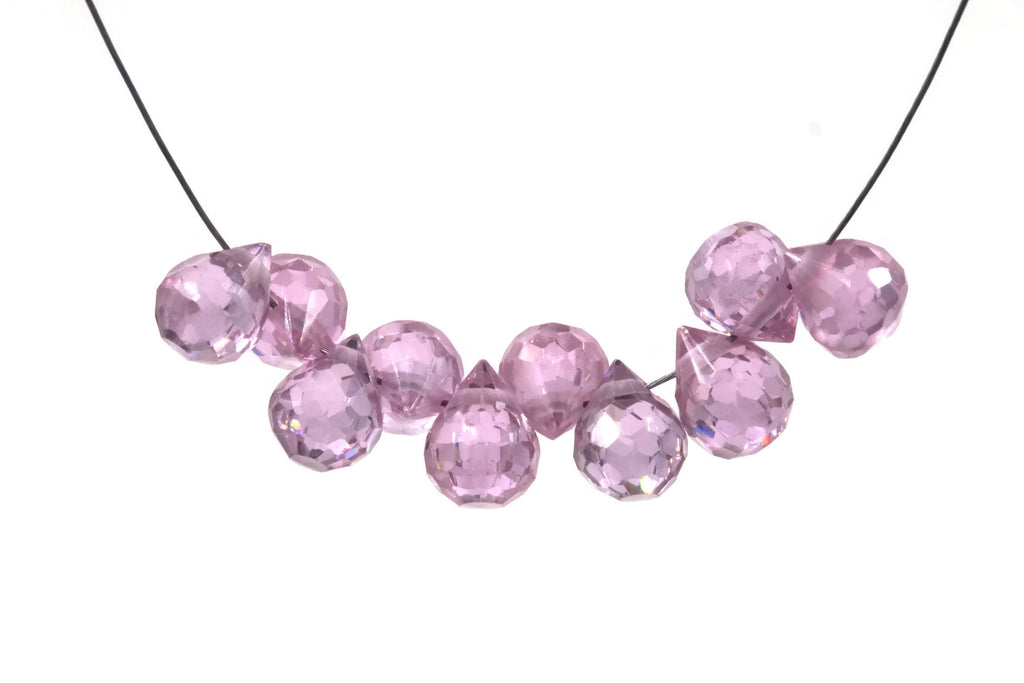 Multi Color Cubic Zircon Briolette 8X6mm Pink, Yellow, Orange, Champagne, White, Deep Orange, Purple, Black Briolette DIY Jewelry-Planet Gemstones