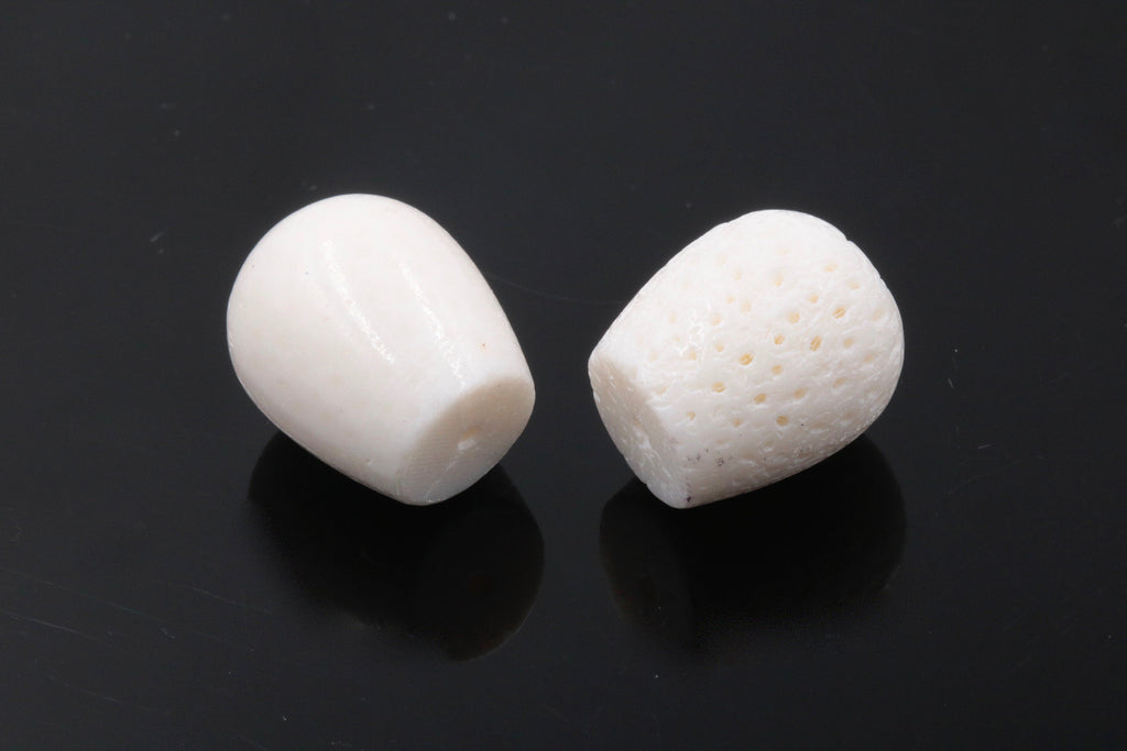Natural White Coral Beads Barrel 15x17mm 2pcs SET DIY Jewelry Supplies Agate beads-Planet Gemstones