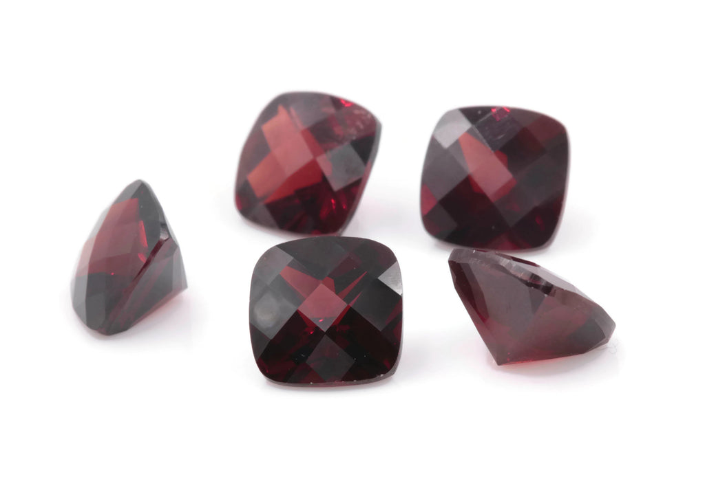 Natural Checkered Red Garnet 8mm Cus 2.86ct January Birthstone Faceted Garnet gemstone DIY Red Garnet gemstone-Planet Gemstones