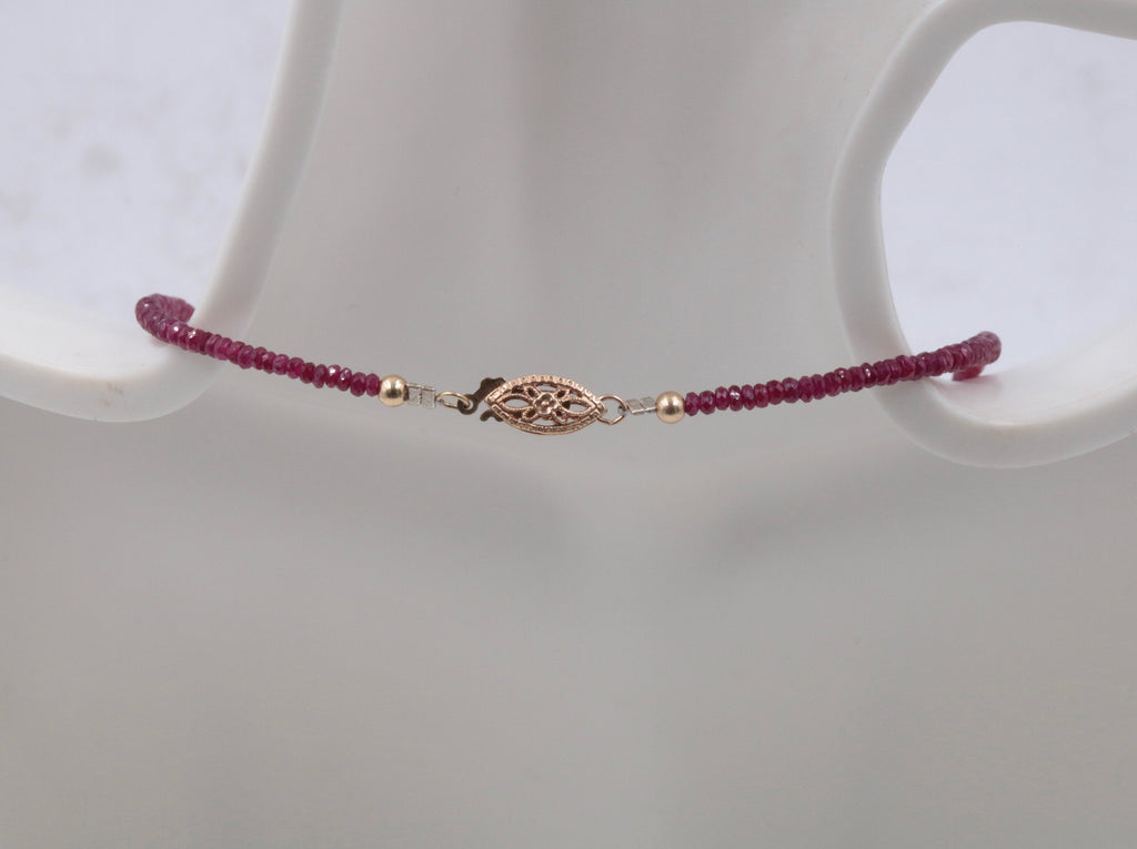 Natural Ruby Necklace 14K YG Ruby Roundelle Necklace Ruby Jewelry Birthstone Jewelry July Birthstone 1 Strand 18 inches long 40ct-Ruby-Planet Gemstones