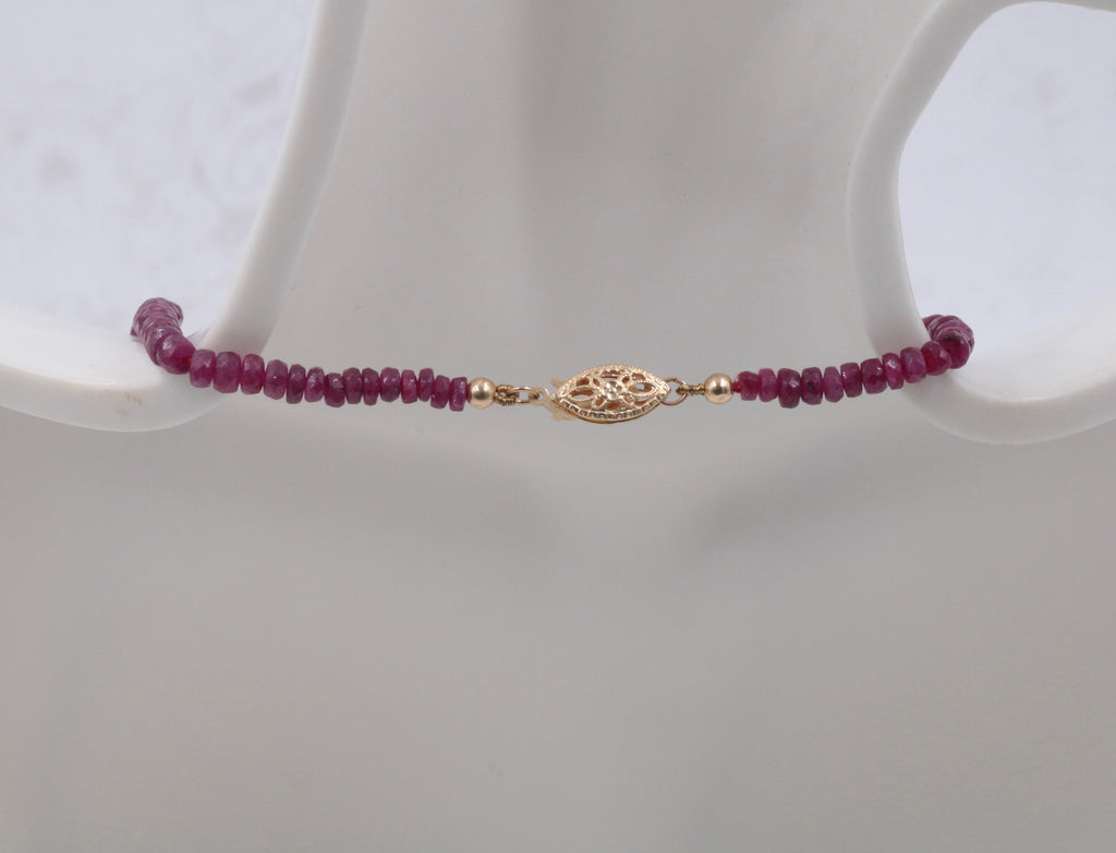 Natural Ruby Necklace 14K YG Ruby Roundelle Necklace Ruby Jewelry Birthstone Jewelry July Birthstone 1 Strand 18 inches long 80ct-Ruby-Planet Gemstones