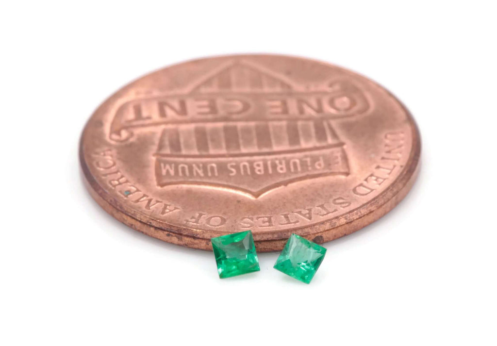 Emerald Natural Emerald May Birthstone Zambian Emerald square Emerald Gemstone Jewelry Supplies DIY Jewelry 0.12ct 2.25mm Emerald Green 2PCS-Emerald-Planet Gemstones