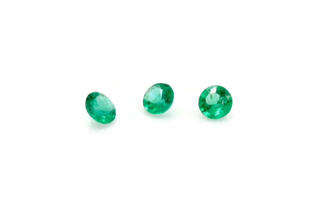 Emerald Natural Emerald May Birthstone Zambian Emerald Round Emerald Jewelry Supplies Emerald Gemstone 0.048ct 1.50mm Emerald green 3PCS-Emerald-Planet Gemstones
