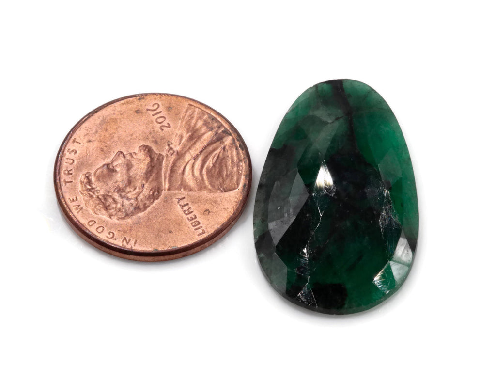 Natural Emerald Slice 16x26mm May Birthstone Emerald Green Diy Jewelry Diy Jewelry Supplies Natural Emerald Rose Cut DIY Jewelry Supplies-Planet Gemstones