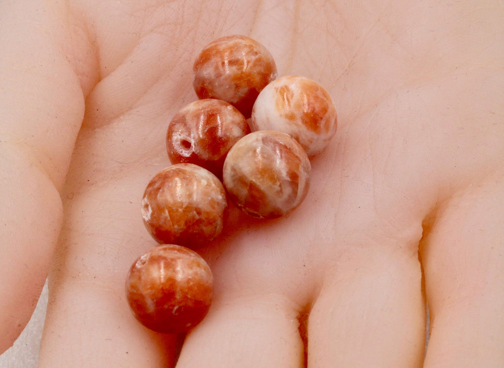 Natural Orange Agate Beads RD 12mm 6pcs SET DIY Jewelry Supplies 72ct Agate beads-Planet Gemstones