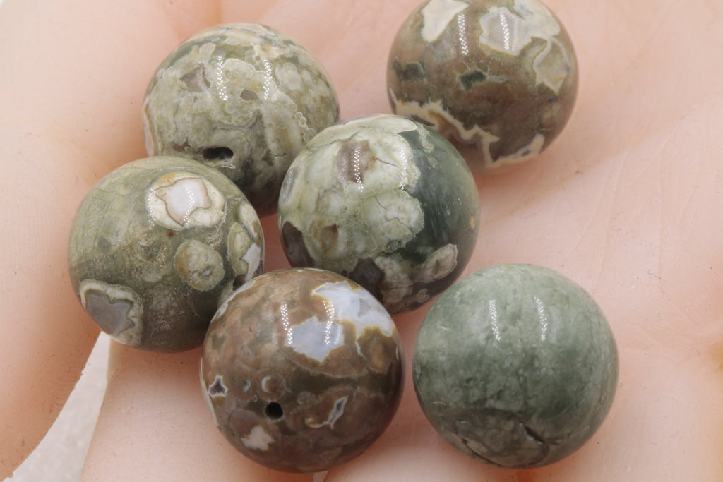 Natural Rainforest Agate Beads RD 12mm, 16mm 6pcs SET DIY Jewelry Supplies 56ct, 152ct Agate beads-Planet Gemstones