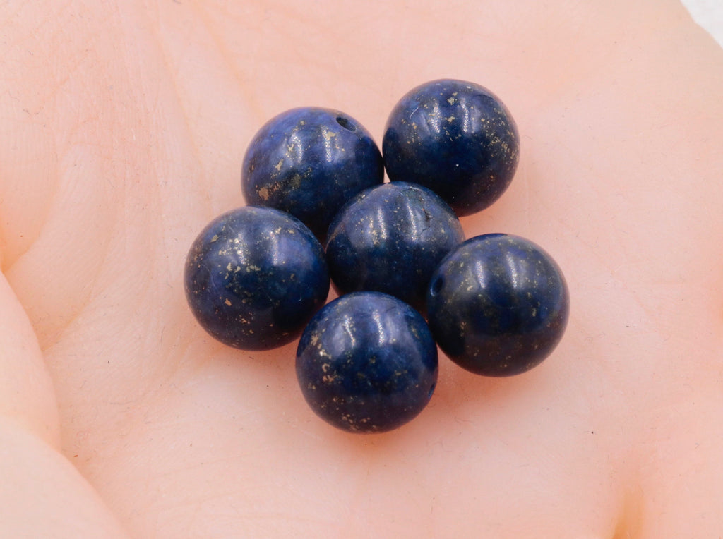 Natural Lapis Beads RD 10mm, 12mm 6pcs SET DIY Jewelry Supplies 49ct, 83.9ct Agate beads-Planet Gemstones