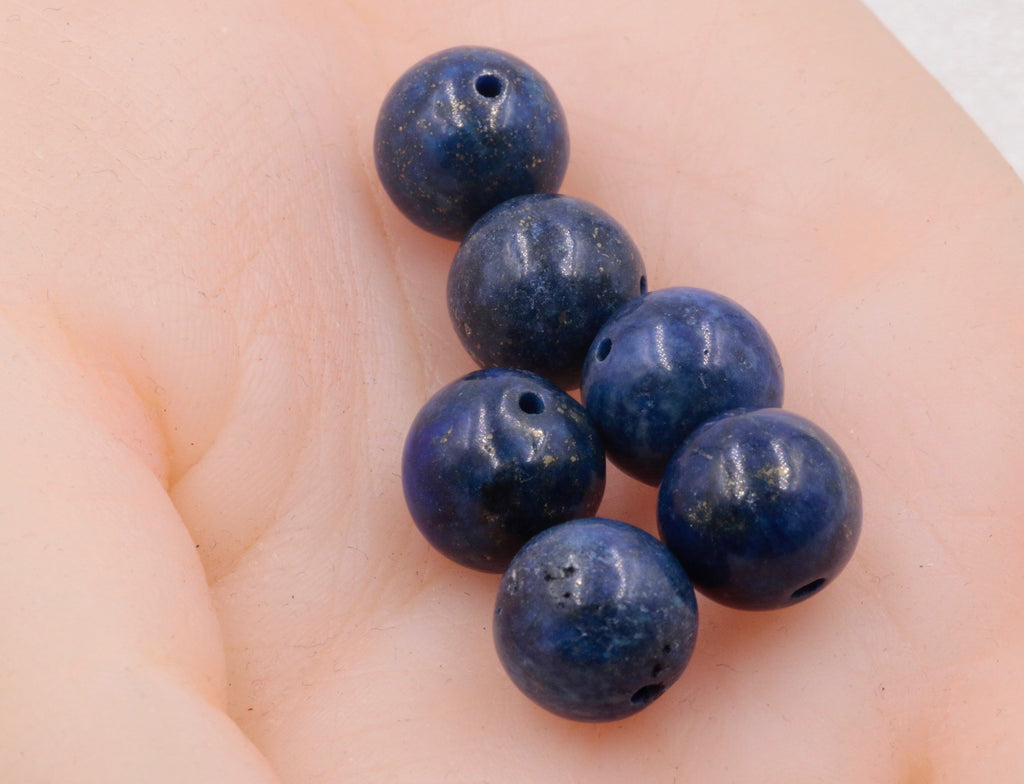 Natural Lapis Beads RD 10mm, 12mm 6pcs SET DIY Jewelry Supplies 49ct, 83.9ct Agate beads-Planet Gemstones
